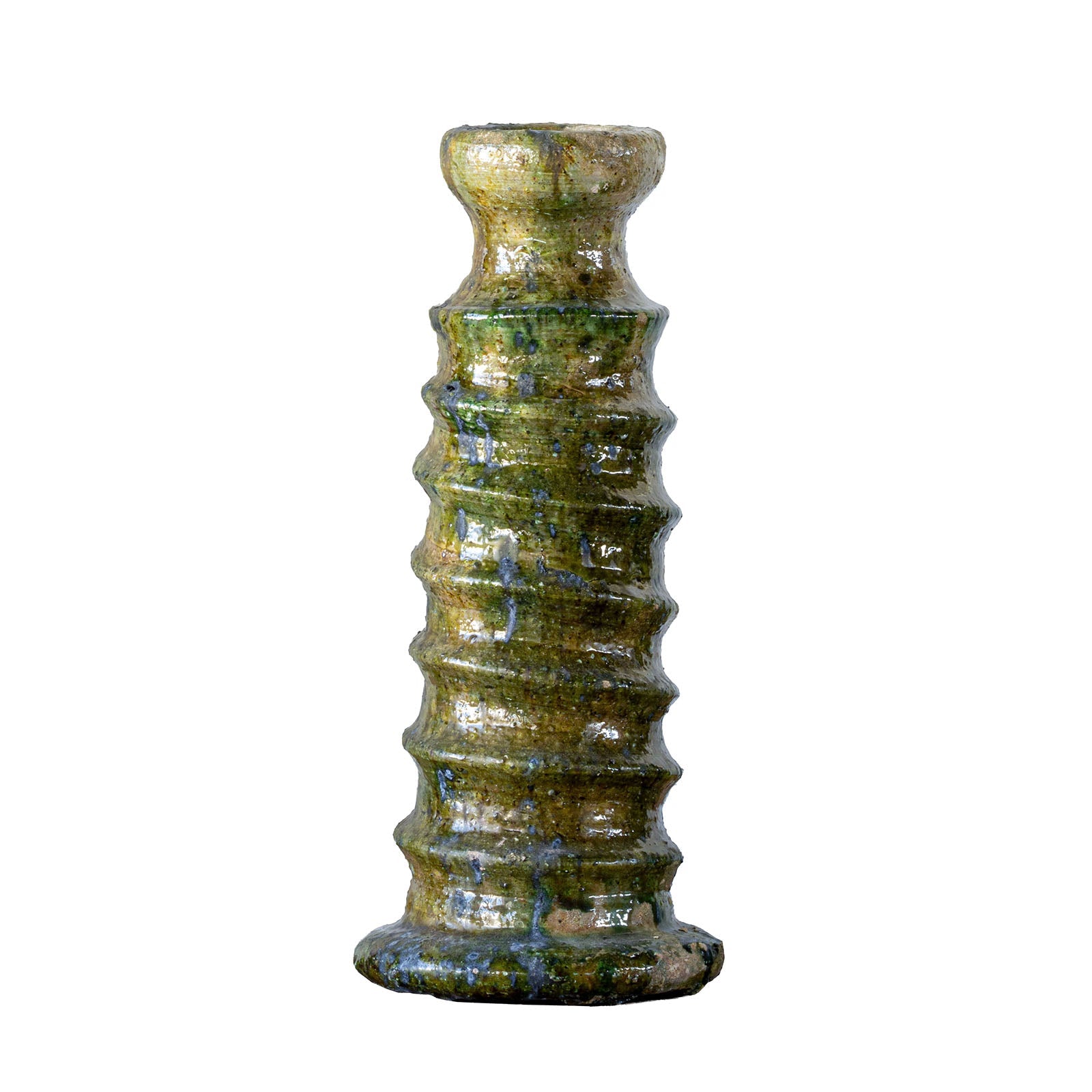 Tamegroute Ribbed Candle Stand, Green