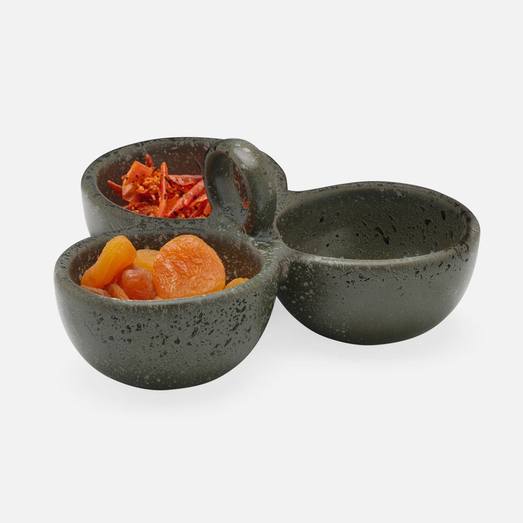 Desmond Triple Snack Bowl in Gray Salt Glaze