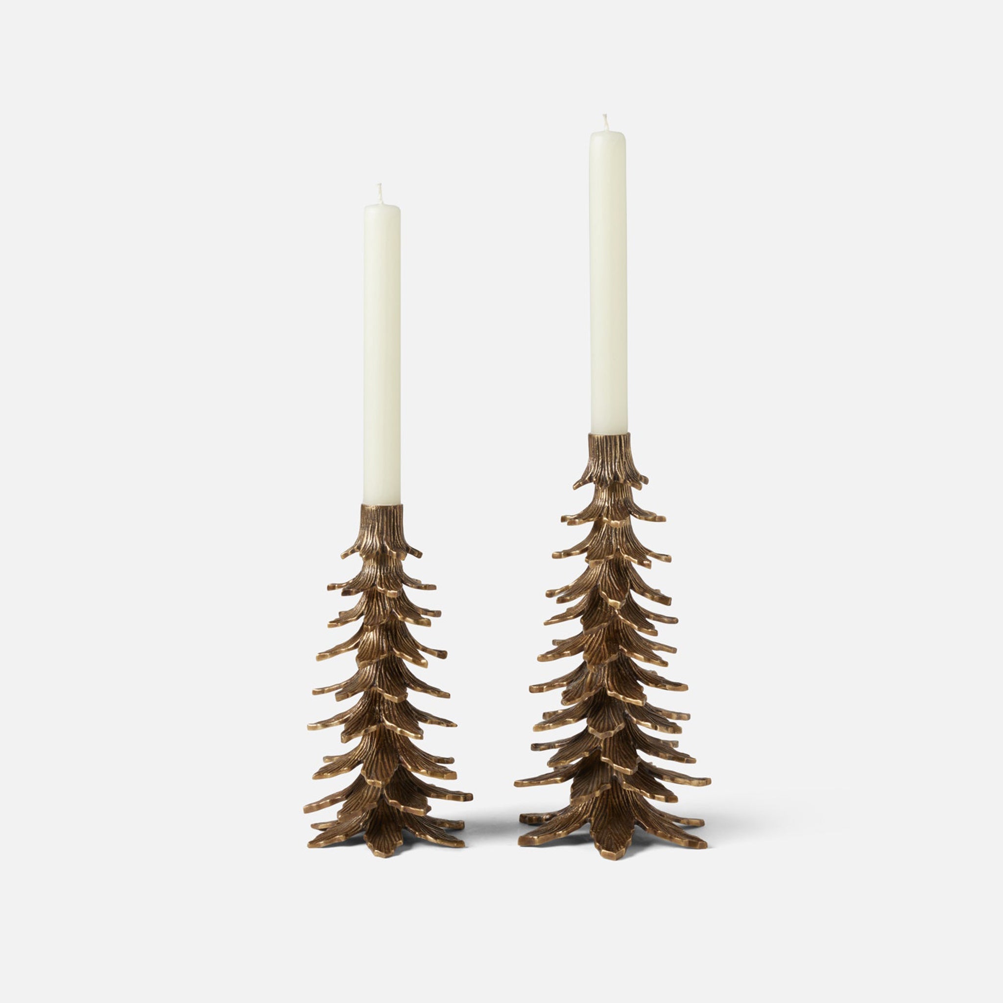 Kevin Tree Candle Holders in Antique Brass, Small (Set of 2)