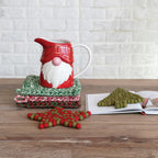 Melange Cotton Crocheted Pot Holder, Red, Green & Brown
