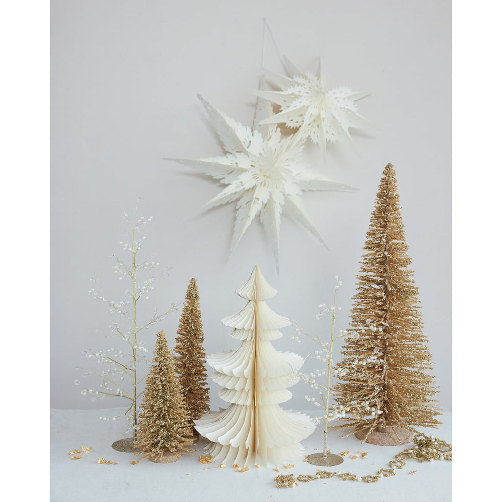 Recycled Paper Folding Snowflake Ornament, Ivory – 18"