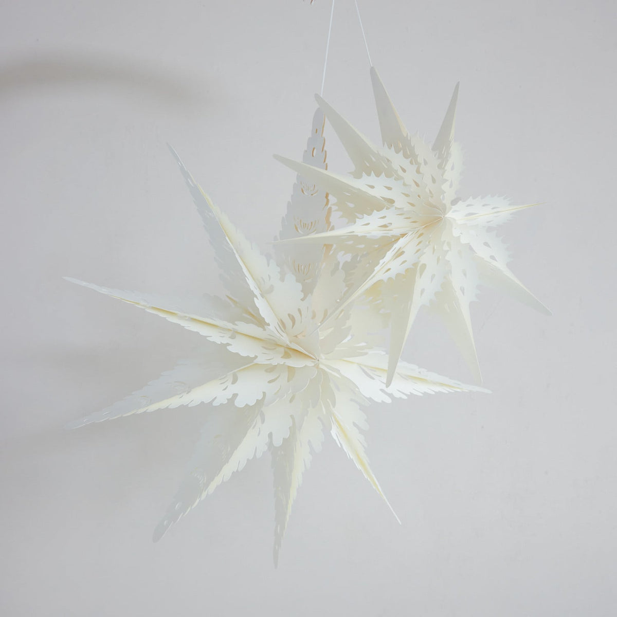 Recycled Paper Folding Snowflake Ornament, Ivory – 18"