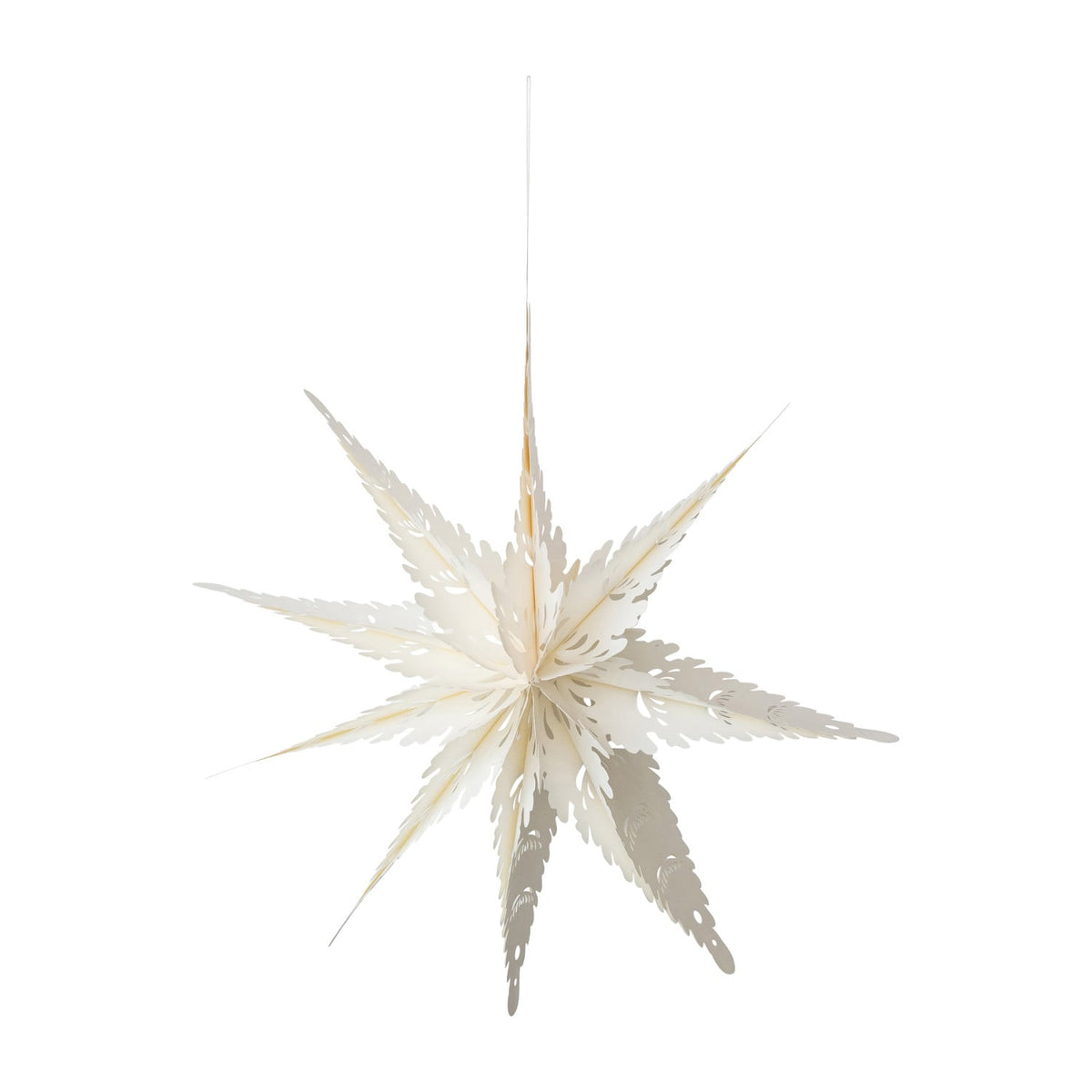 Recycled Paper Folding Snowflake Ornament, Ivory – 26"