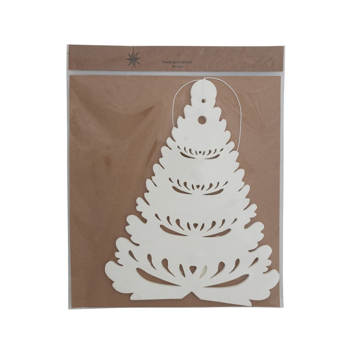 Recycled Paper Folding Snowflake Ornament, Ivory – 26"
