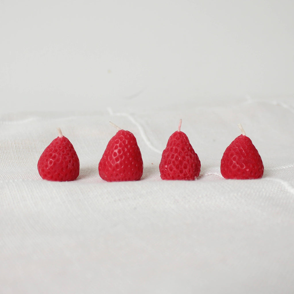 Strawberry Beeswax Birthday Candles - 4 count — styled
