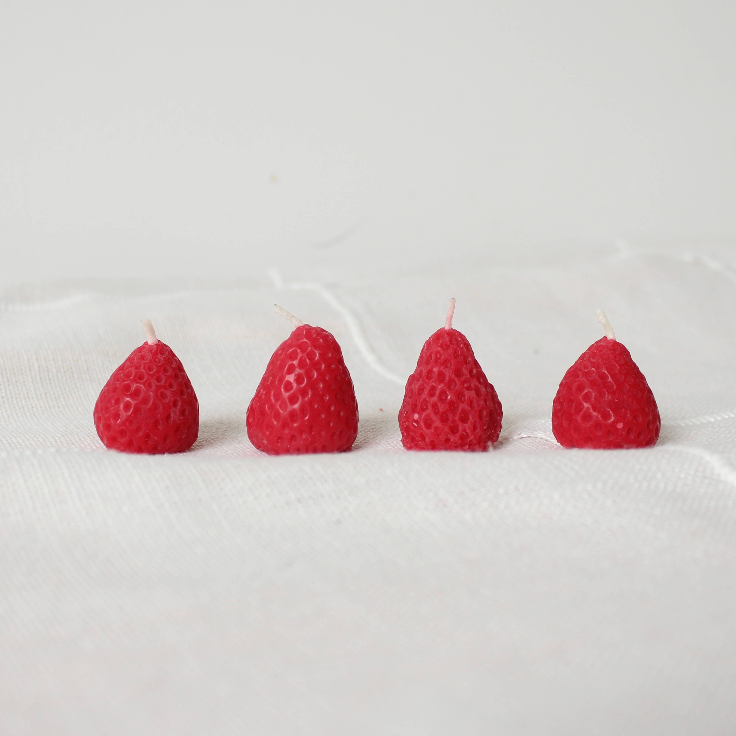 Strawberry Beeswax Birthday Candles - 4 count — styled