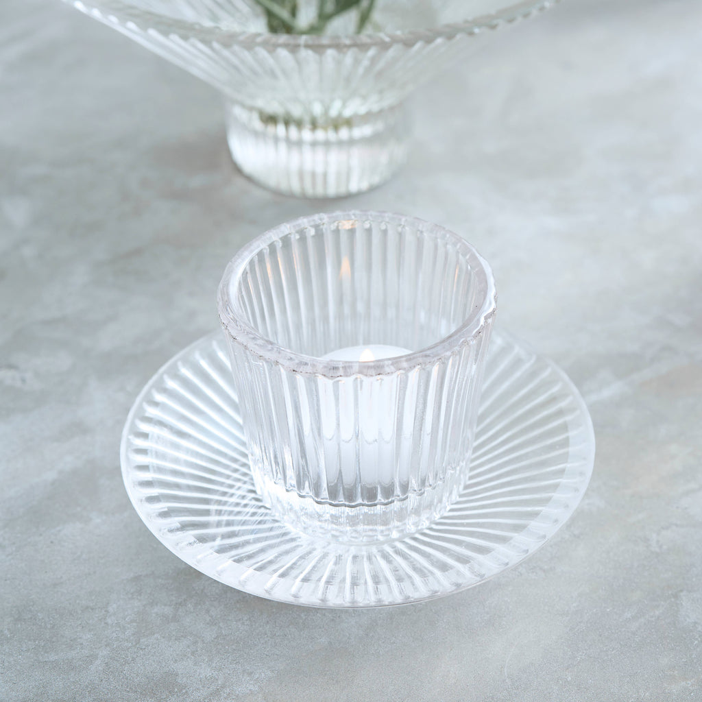 Pressed Clear Glass Small Plates - Set of 6