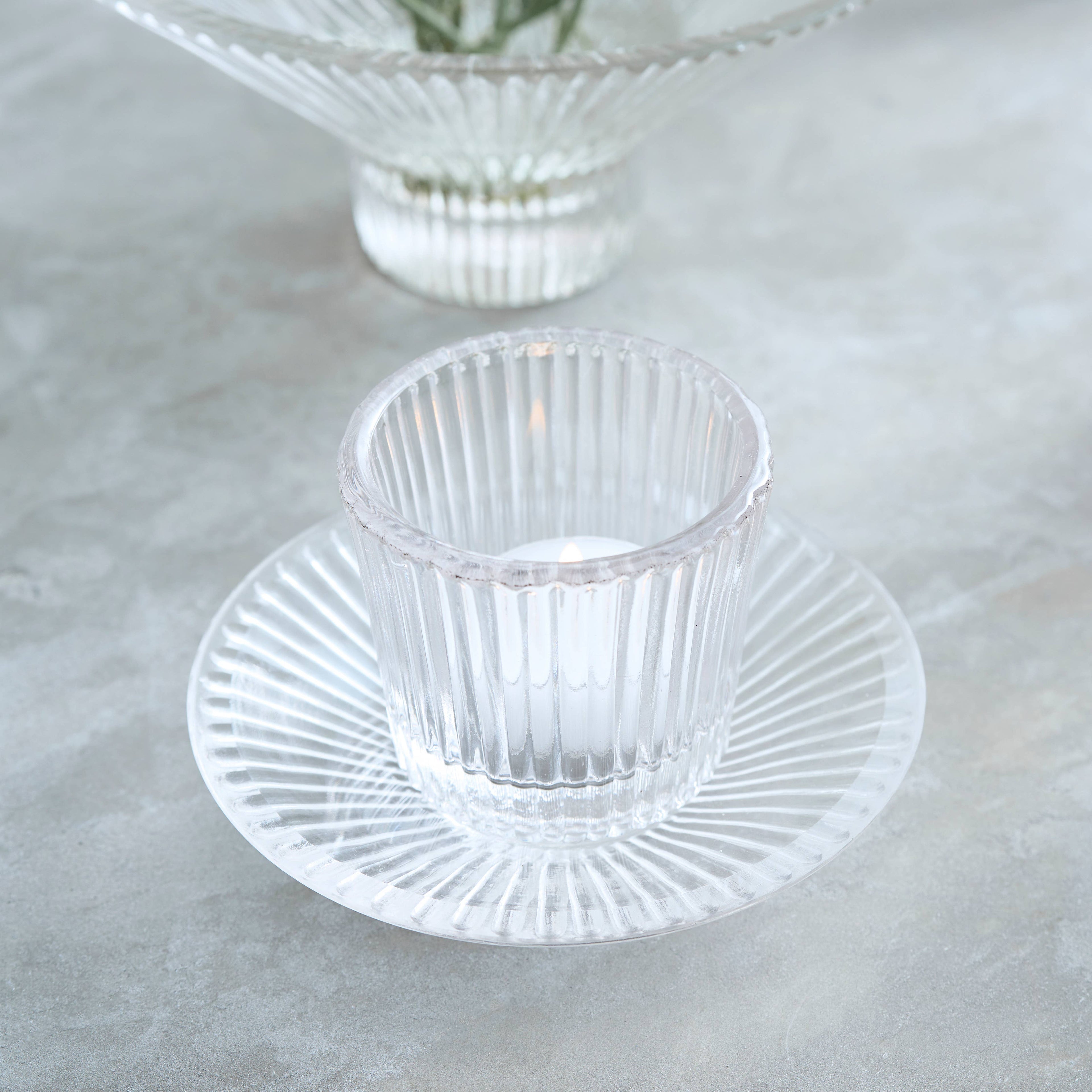 Pressed Clear Glass Small Plates - Set of 6