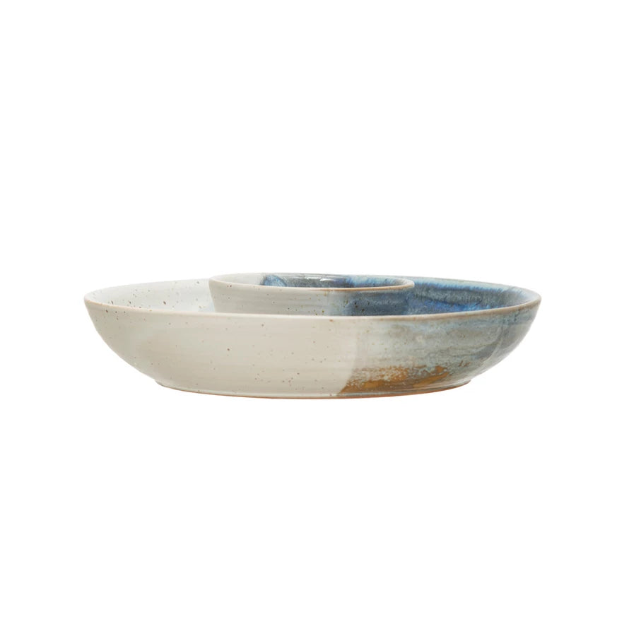 Hand-Painted Chip and Dip Stoneware