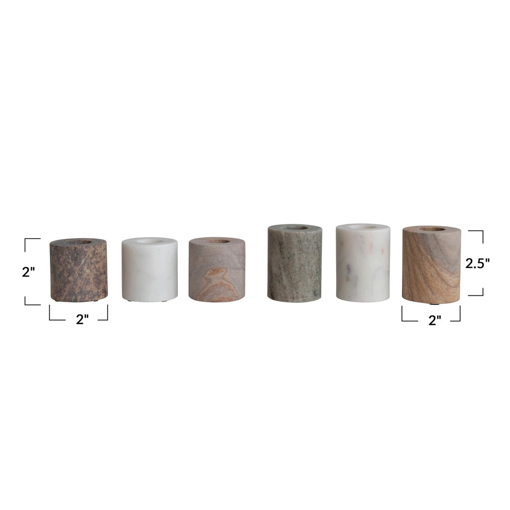 Marble Taper Holders, Multi Color, Set of 6 — detail view