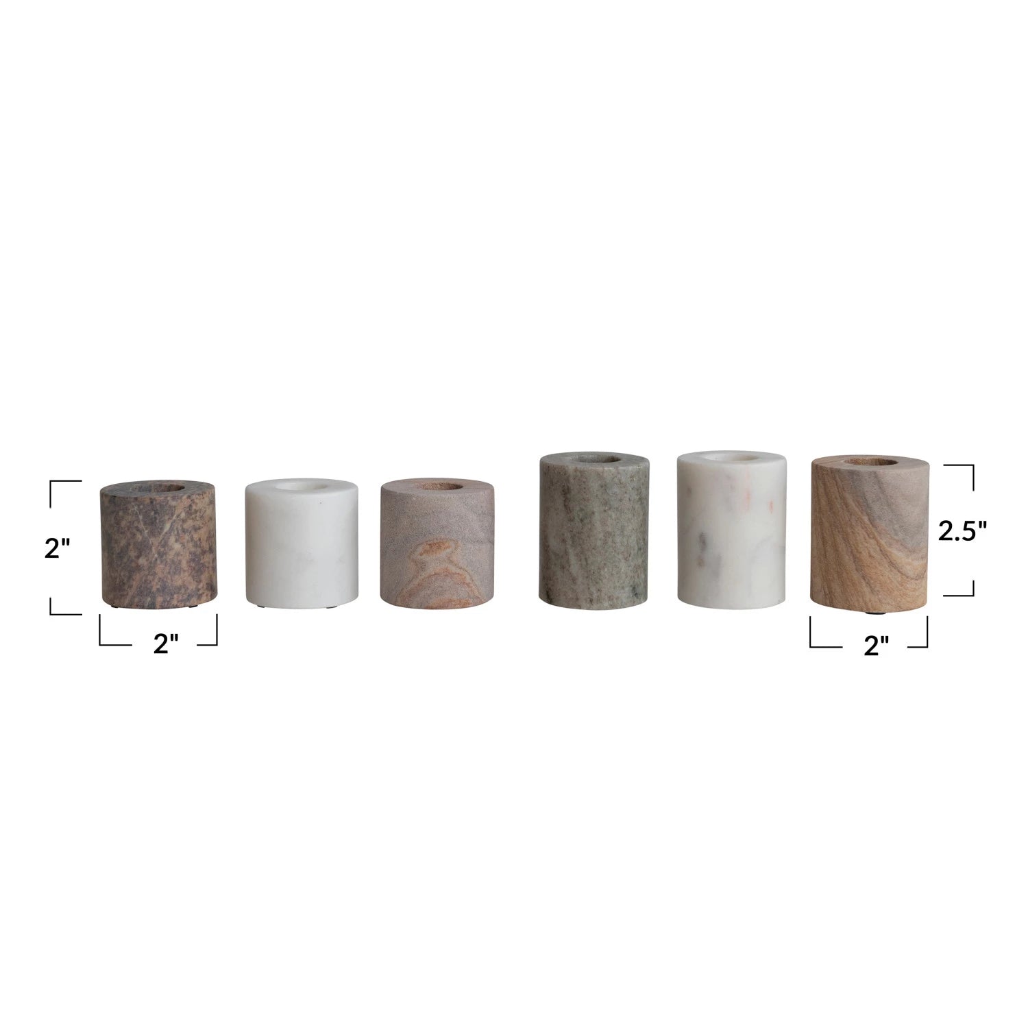 Marble Taper Holders, Multi Color, Set of 6 — detail view