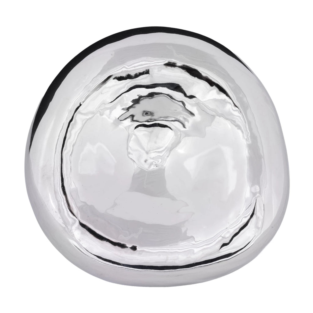 Decorative Stoneware Bowl, Chrome Finish