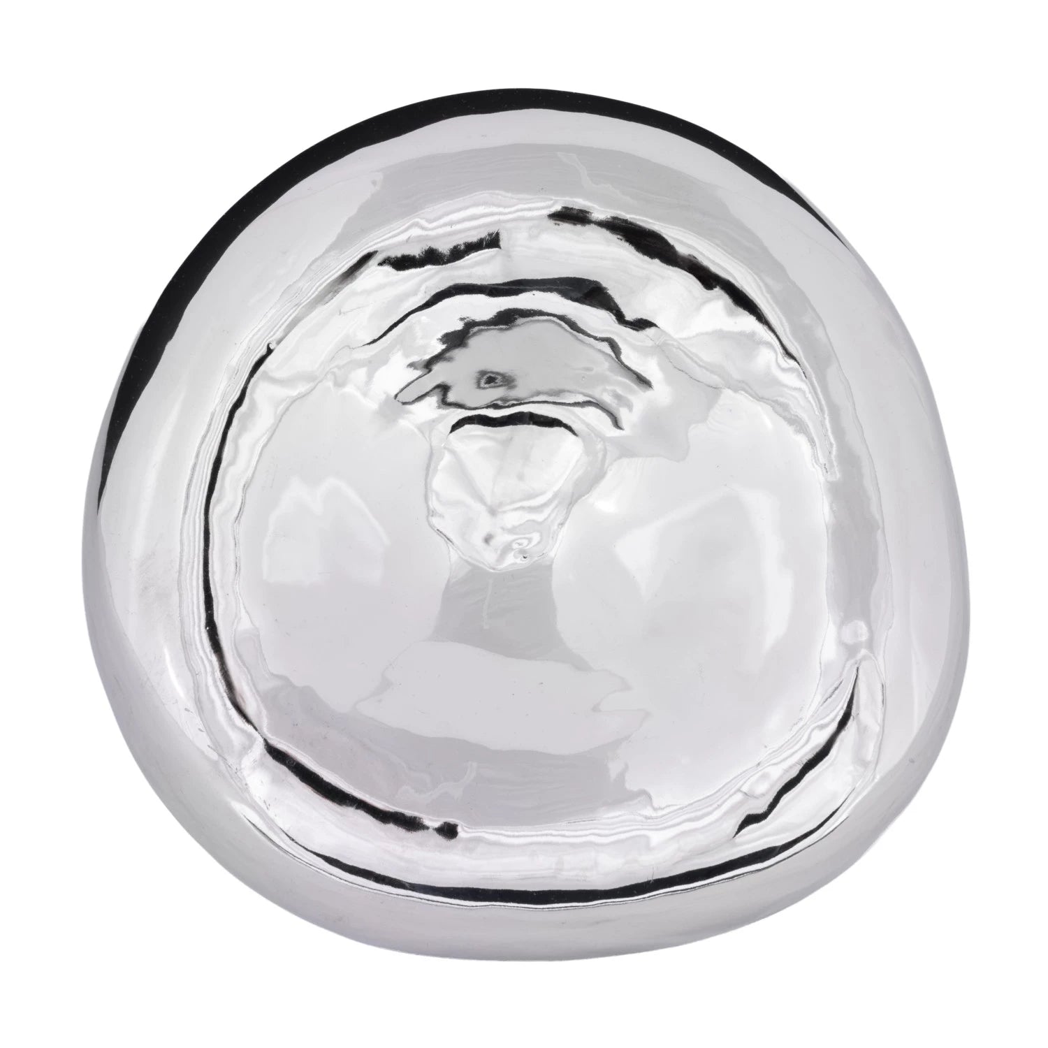 Decorative Stoneware Bowl, Chrome Finish