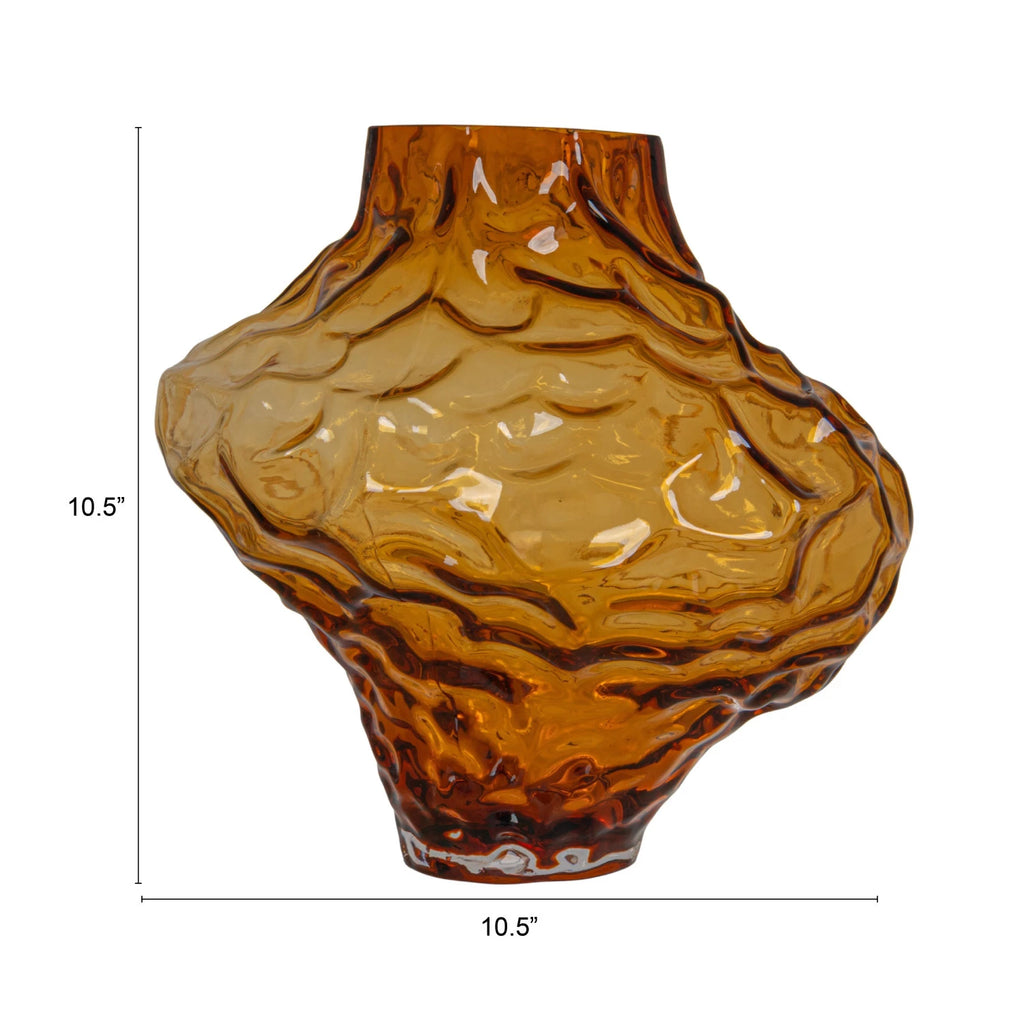 Glass Organic Shaped Vase, Amber Color