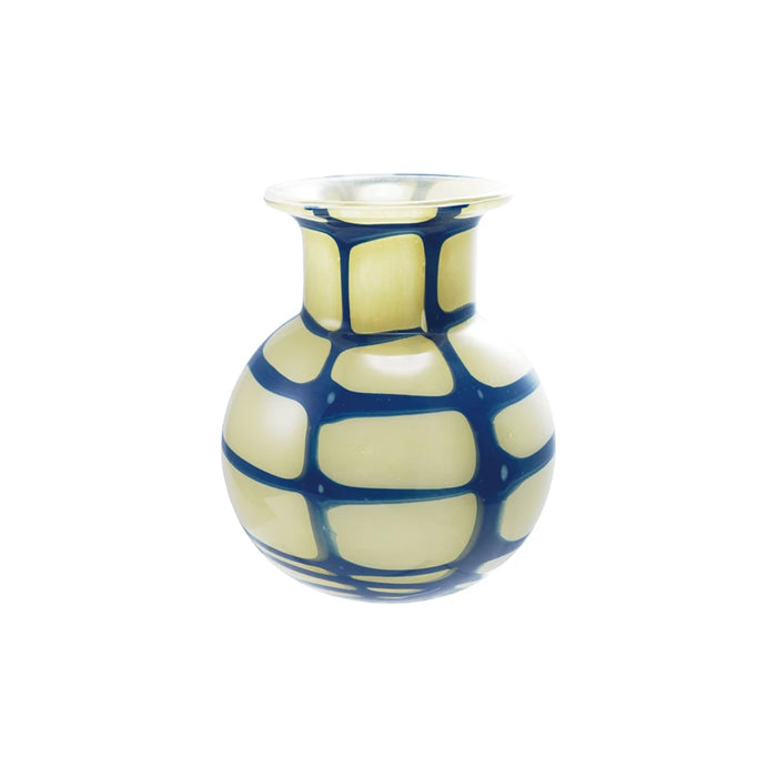 Hand-Blown Art Glass Vase with Design