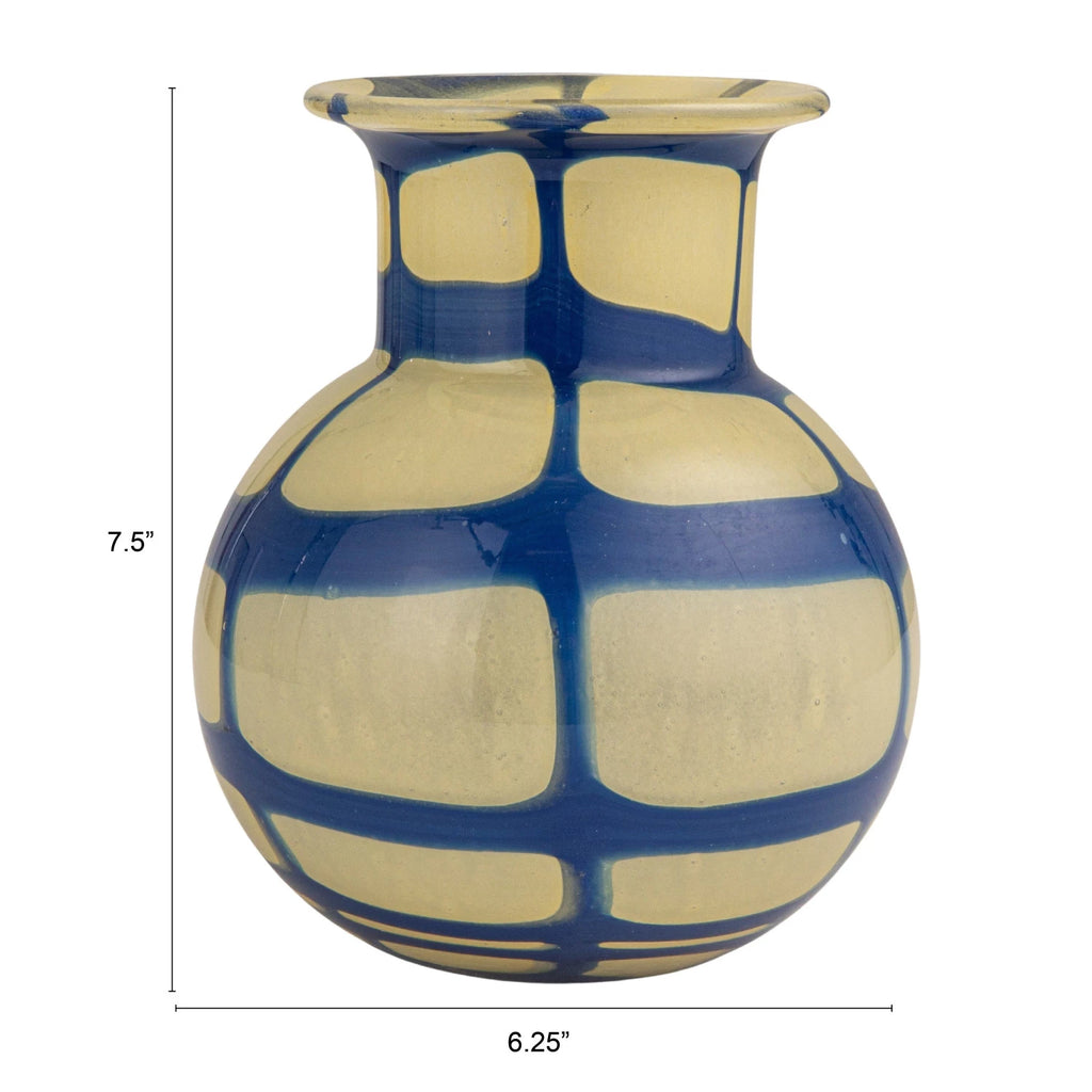 Hand-Blown Art Glass Vase with Design — detail view