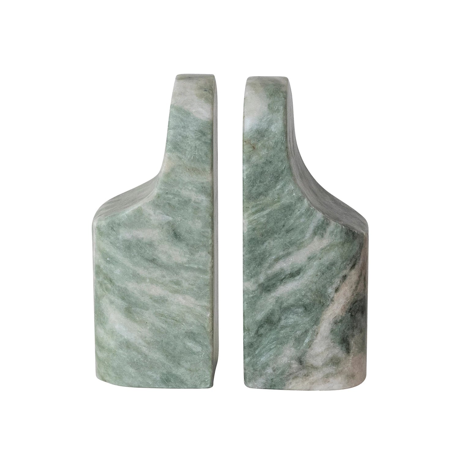 Marble Bookends, Green Melange, Set of 2 — detail view