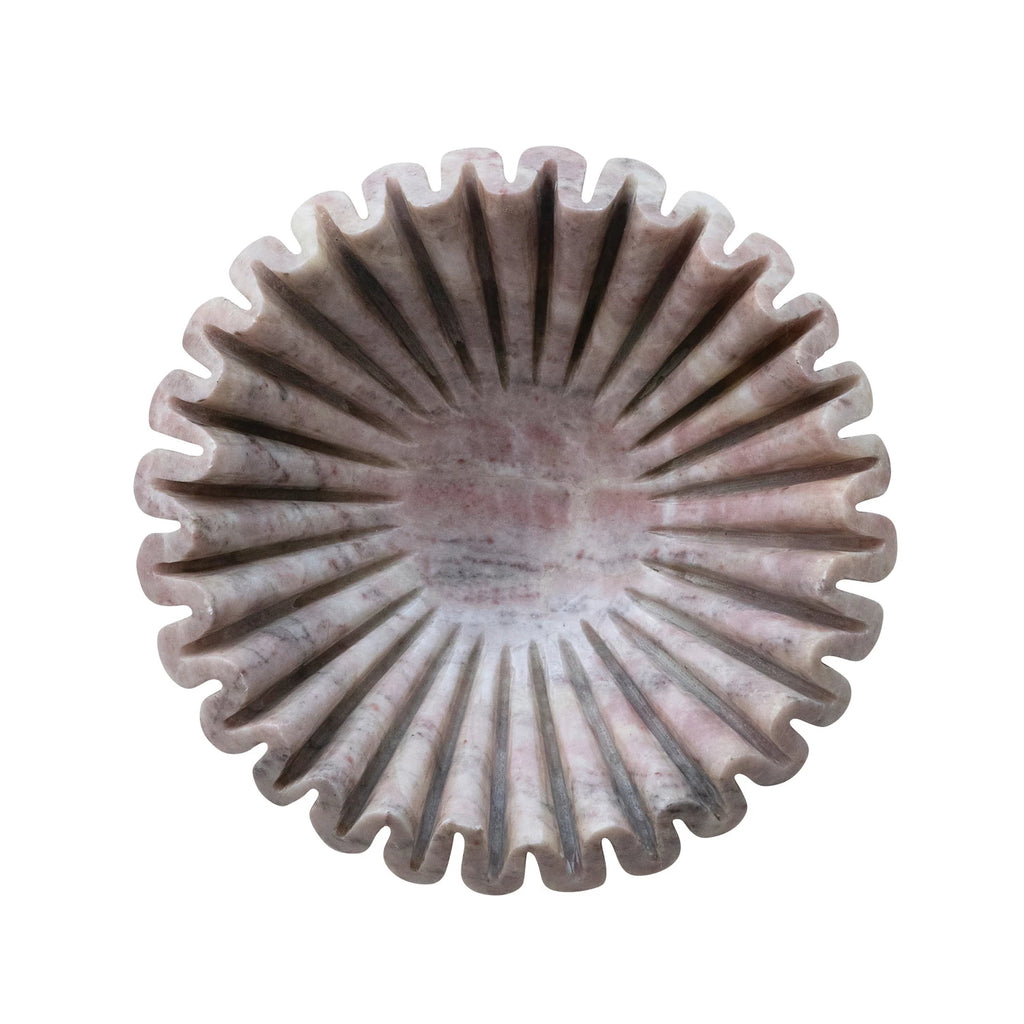 Marble Fluted Dish - Pink — detail view