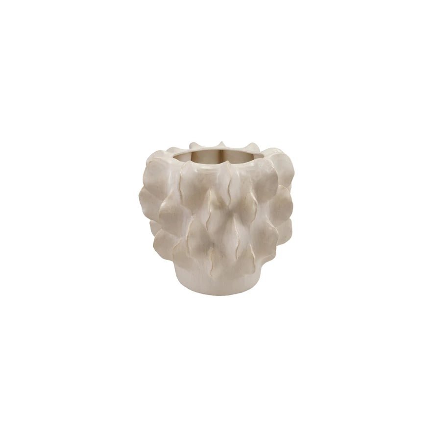 Stoneware Sculptural Planter - Cream Color