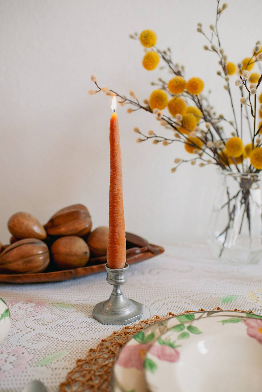 Carrot Beeswax Candles Taper Pair — view 4