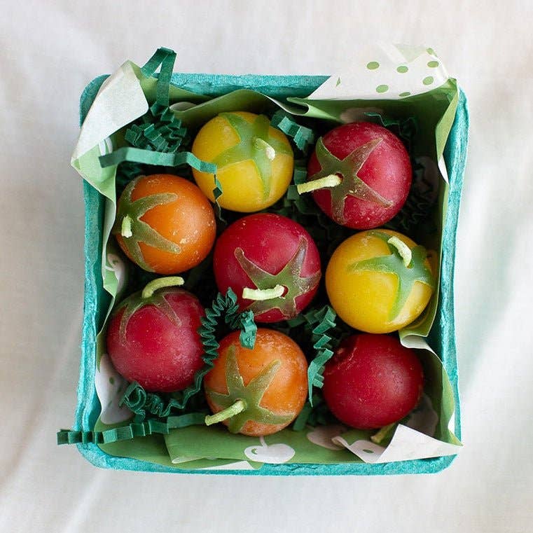 Cherry Tomato Beeswax Birthday Candles 8-count — styled