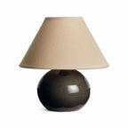 Charlie Mini Lamp - Gray Crackle Glaze - Linen Shade  - 10"