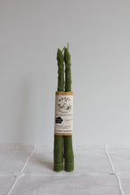 Asparagus Beeswax Candle Taper Pair — styled