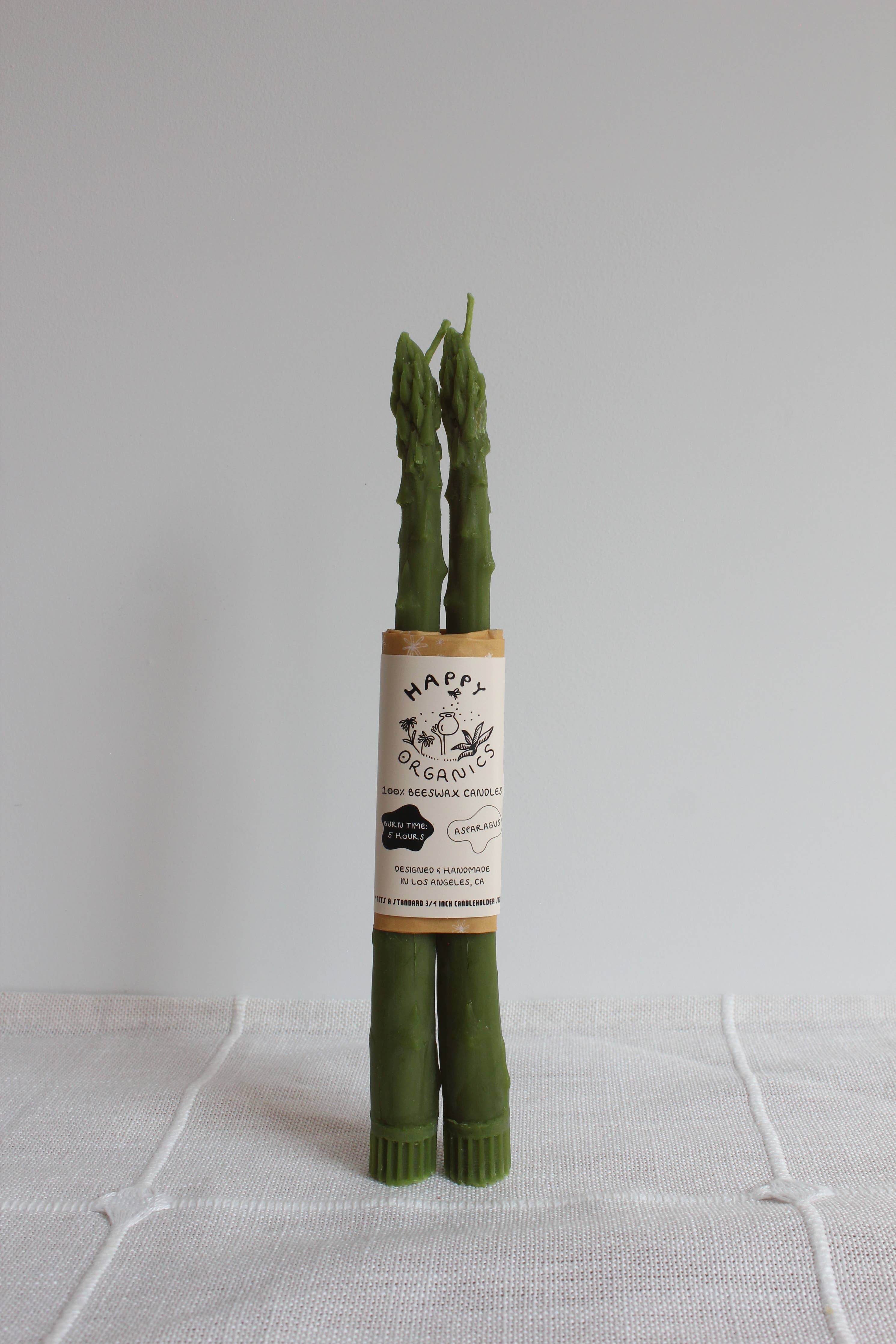 Asparagus Beeswax Candle Taper Pair — styled