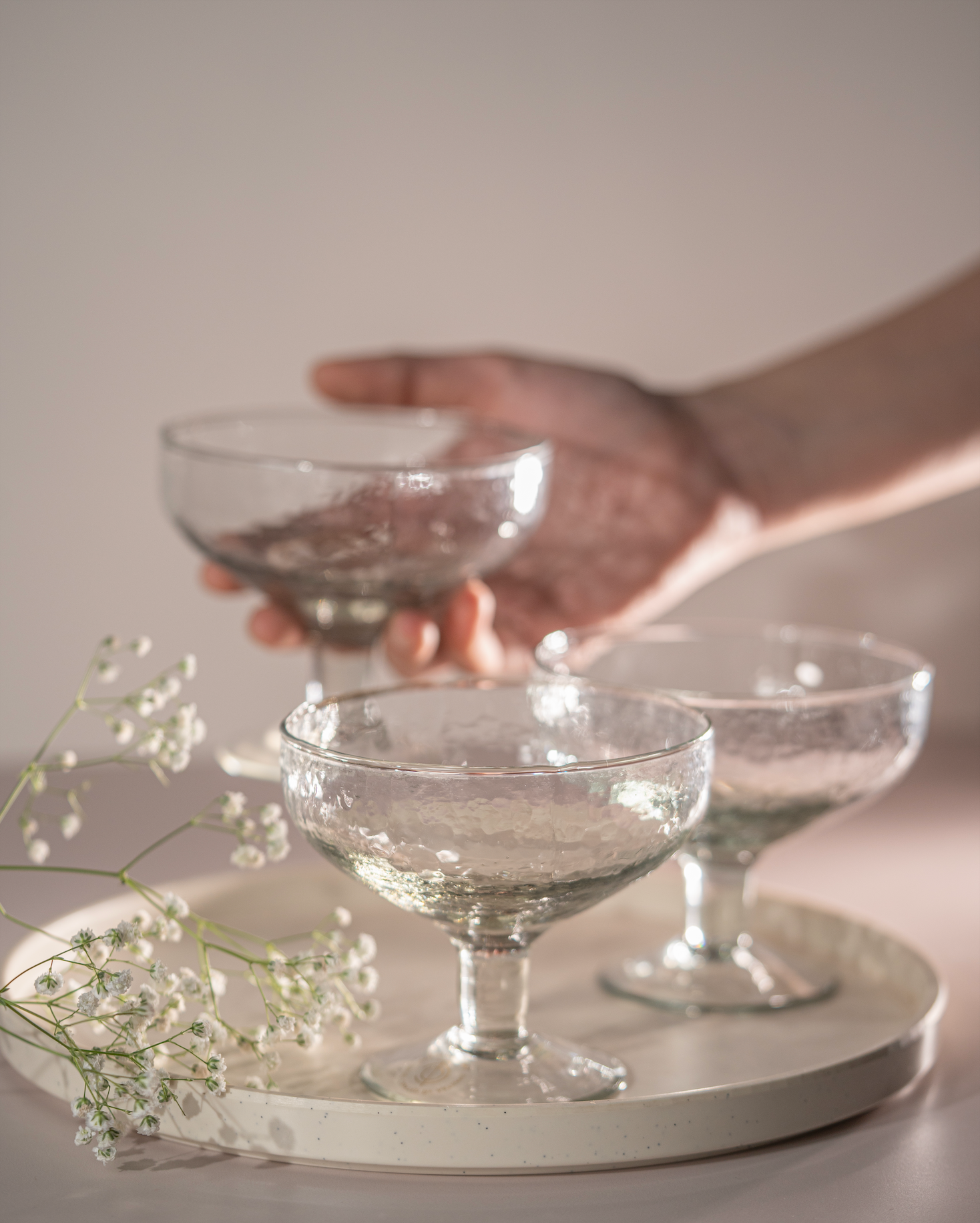 Pebbled Footed Small Compotes - Set of 4