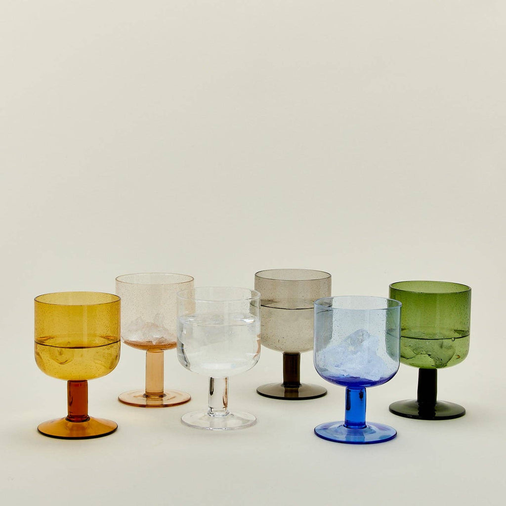 Seeded Glassware, Stemmed, Set of 4, Amber