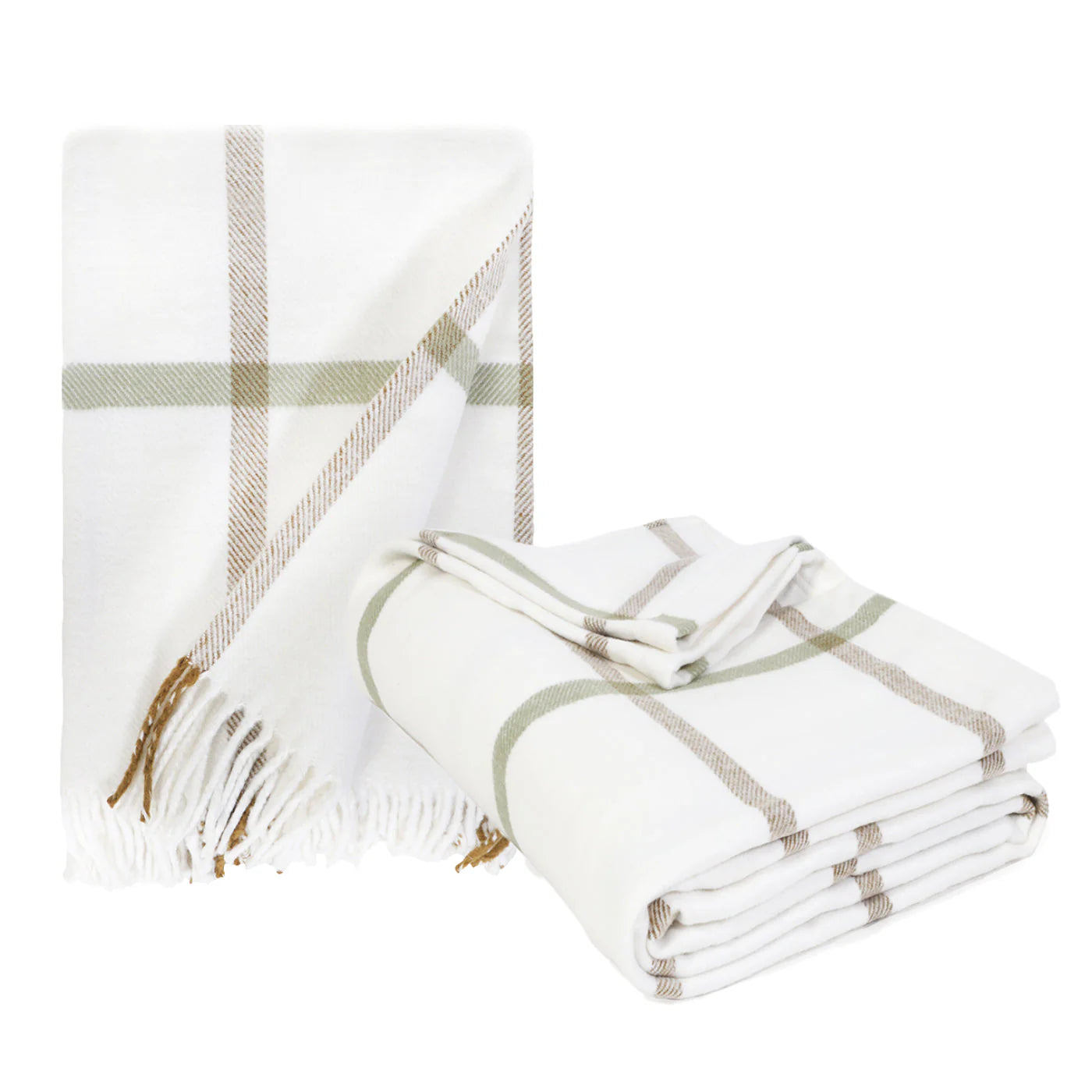 Copenhagen Throw - White/ Olive
