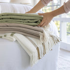 Copenhagen Throw - White/ Olive