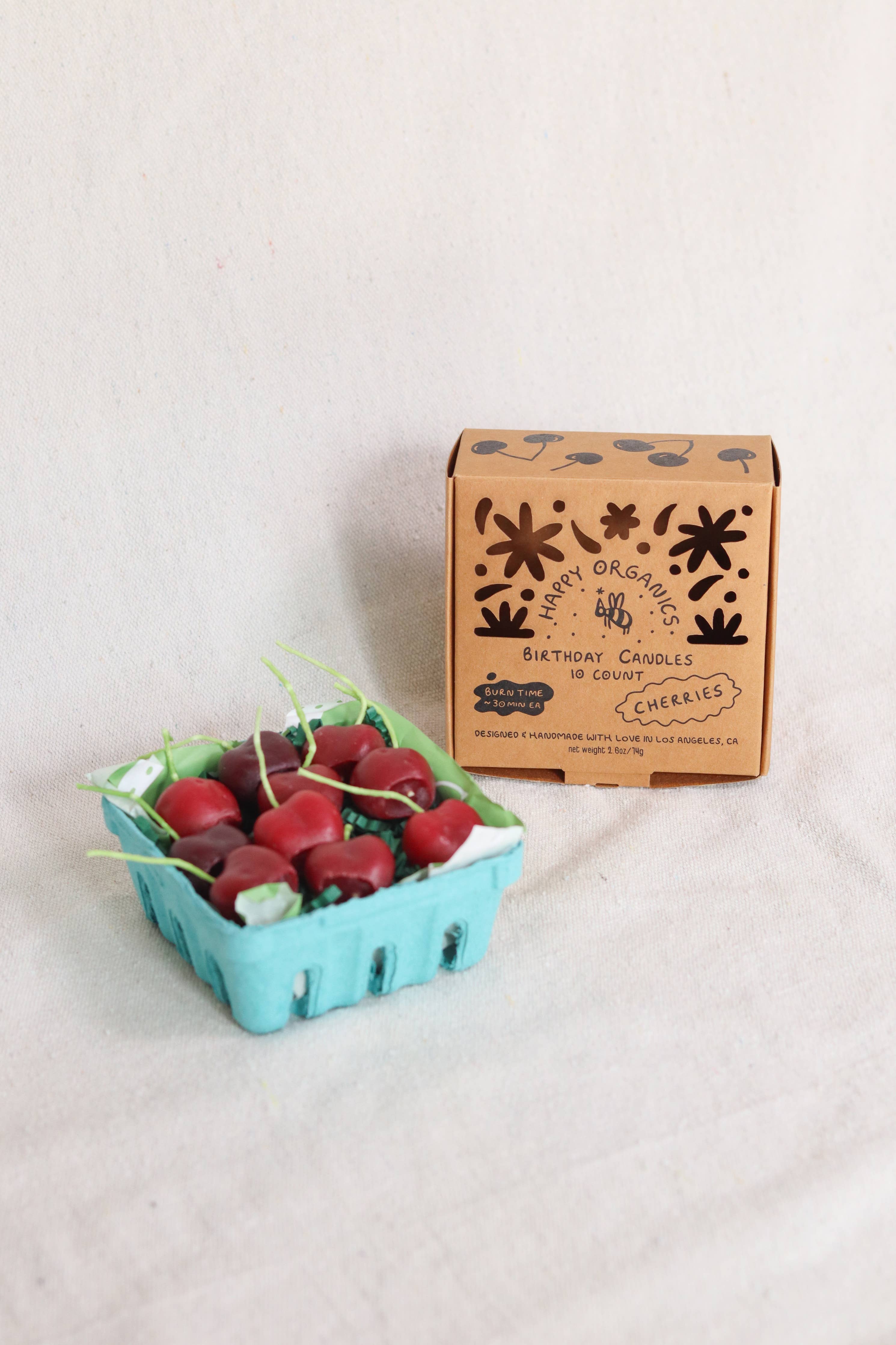Dark Red Cherry Beeswax Birthday Candles — detail view