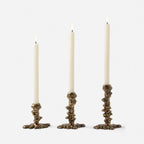 Dorien Wax-Drip Candle Holders in Antique Gold, Set of 3