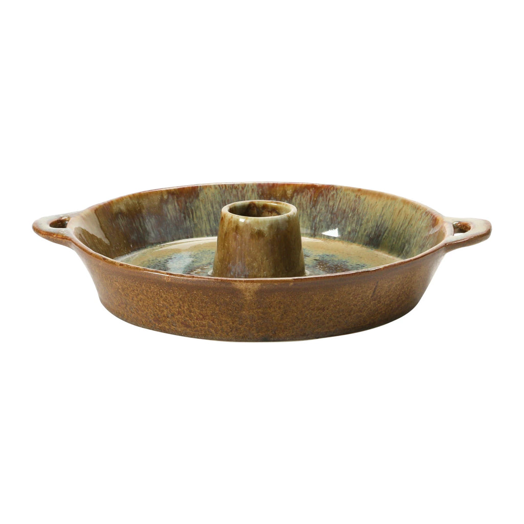 Glazed Stoneware Dish with Toothpick Holder — detail view