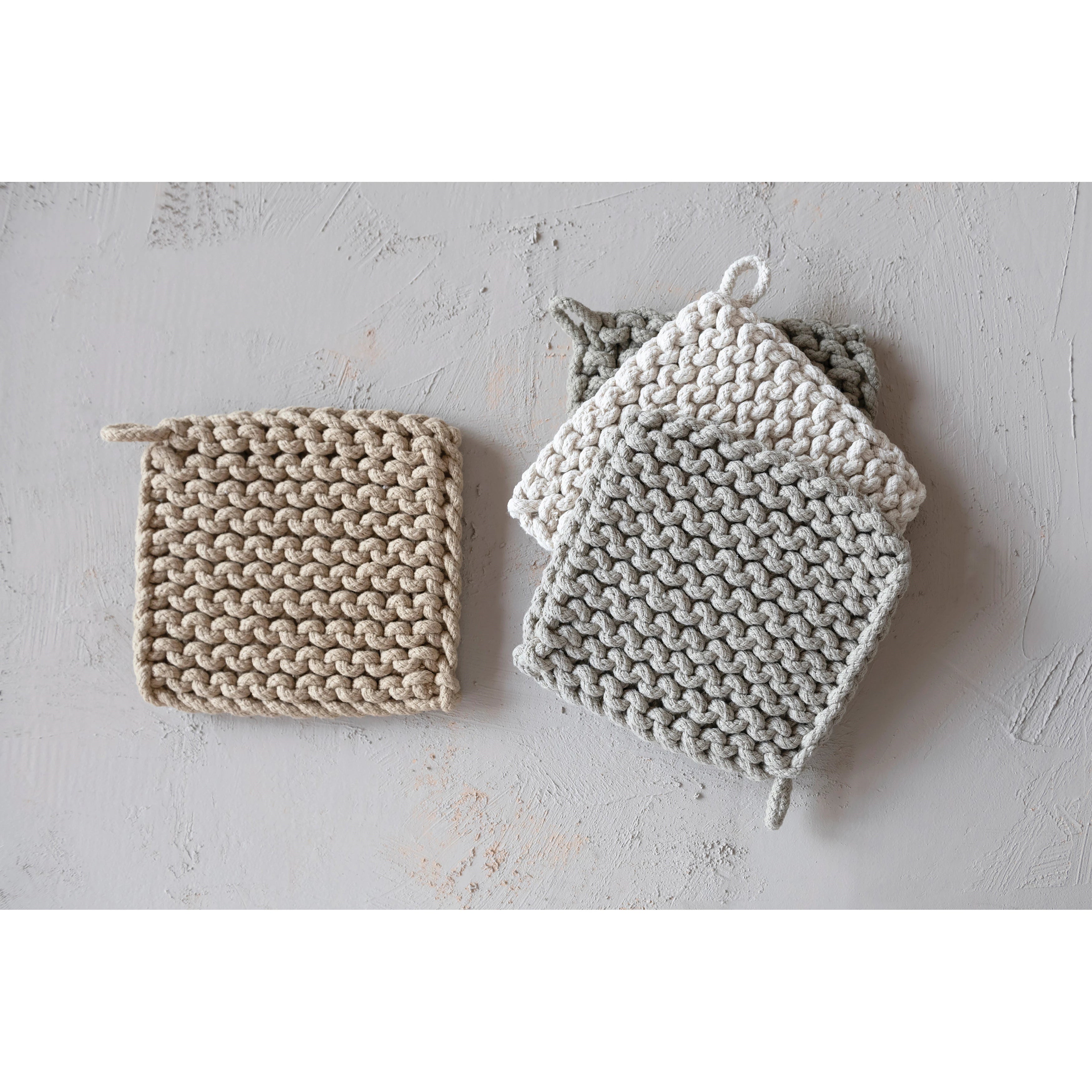Square Cotton Crochet Pot Holder Colors