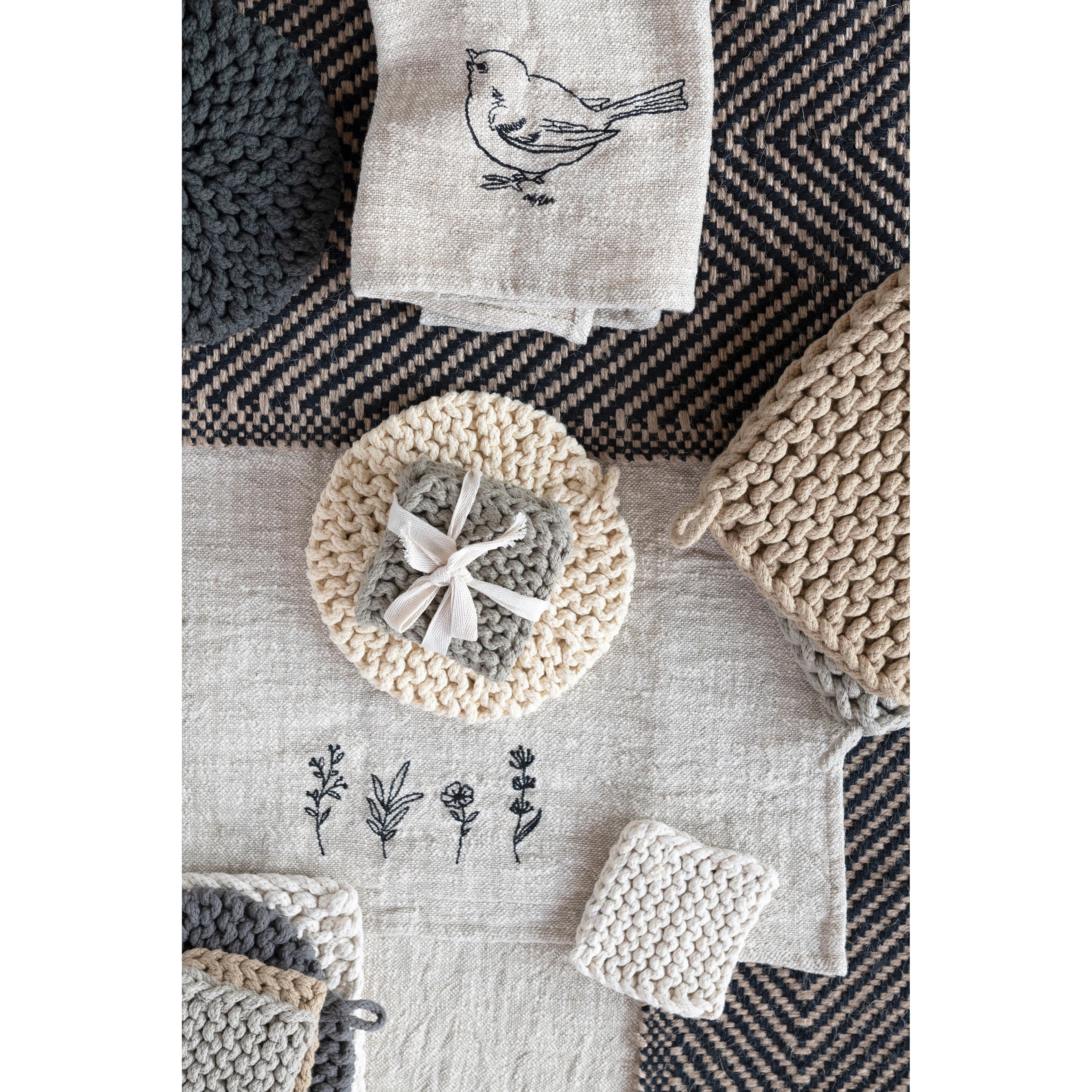 Square Cotton Crochet Pot Holder Colors