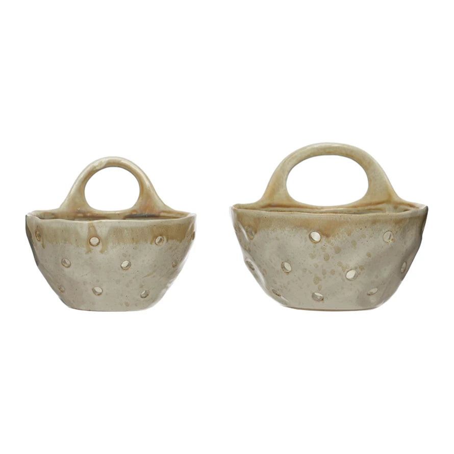 Stoneware Colanders with Handles - Set of 2