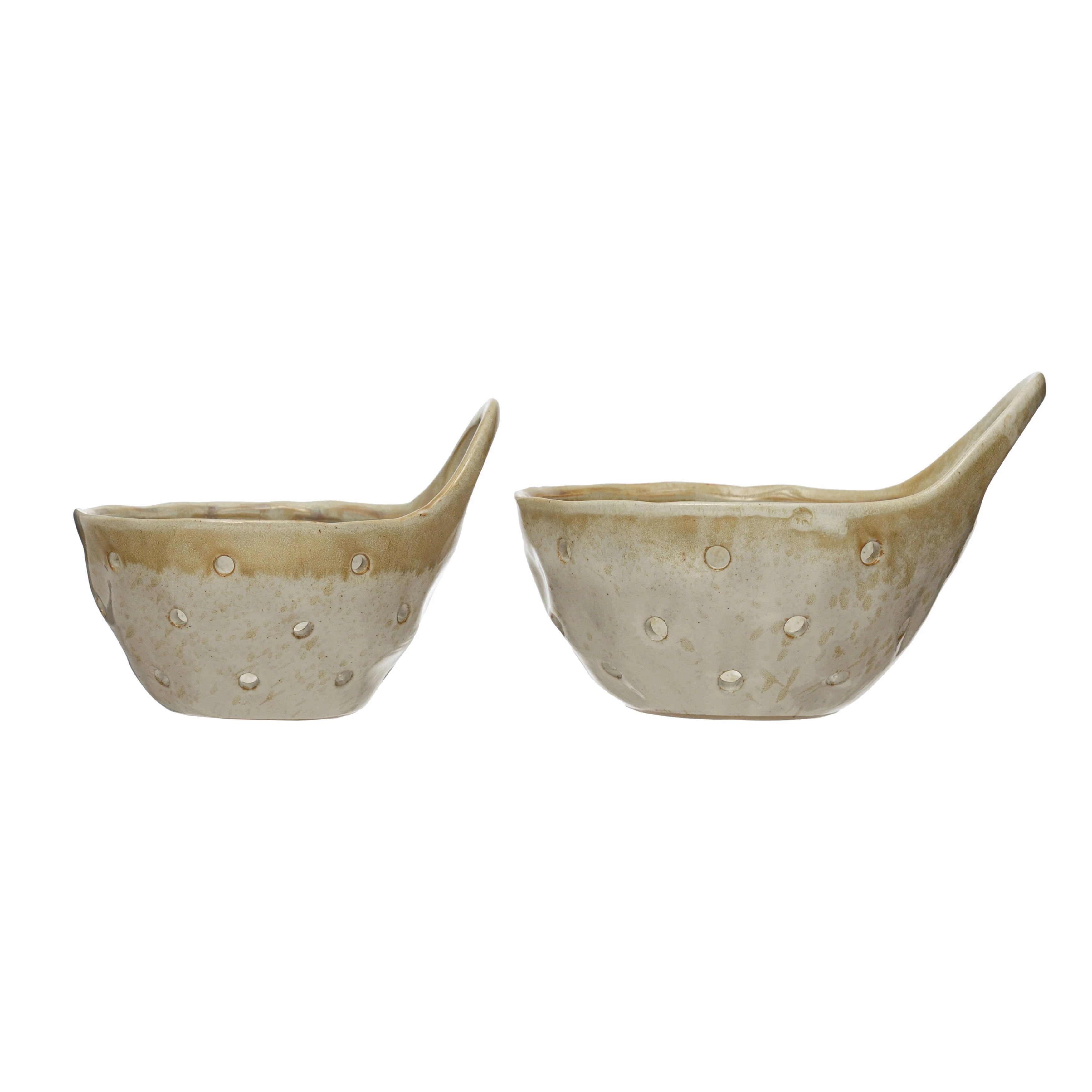 Stoneware Colanders with Handles - Set of 2 — styled