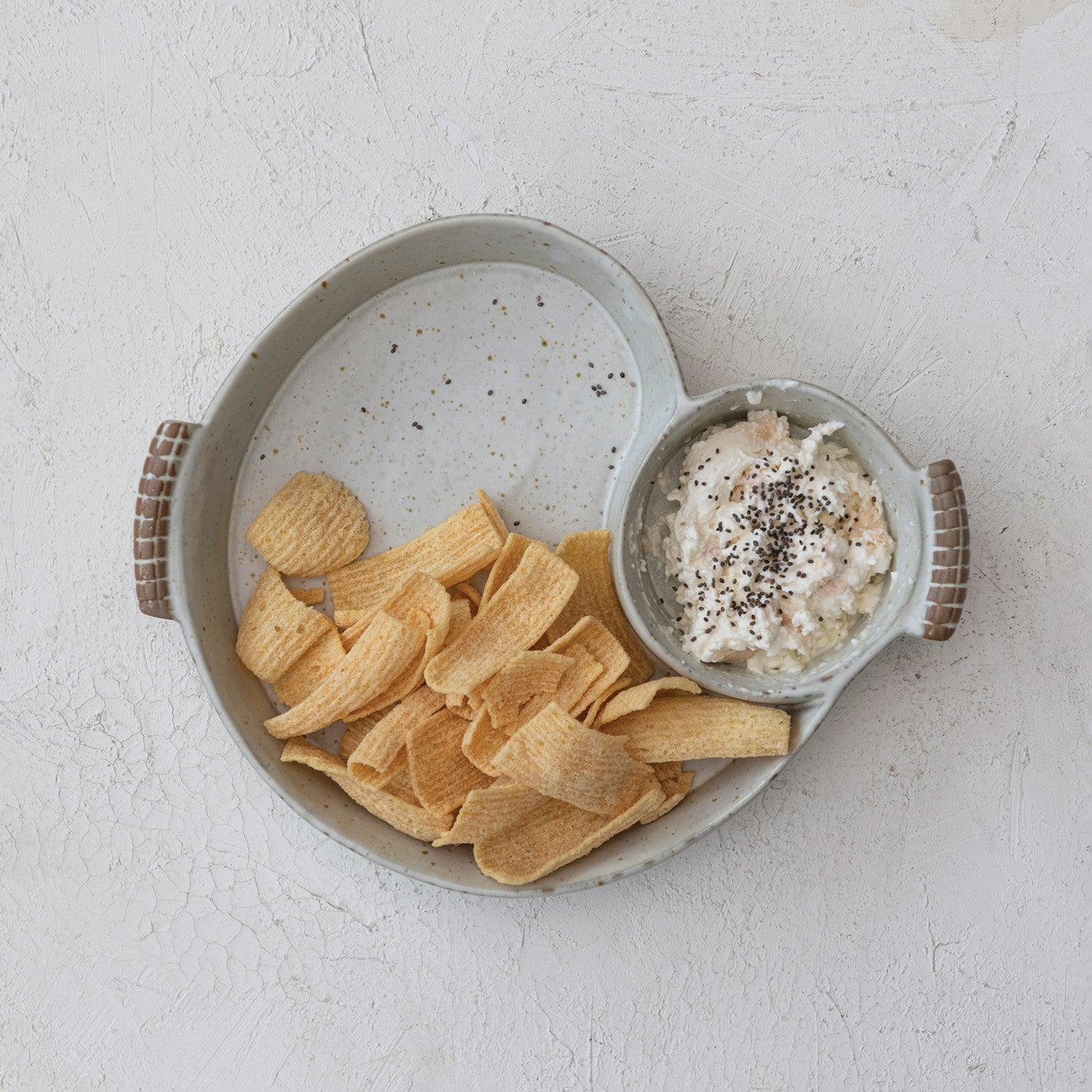 Stoneware Chip & Dip with Handles