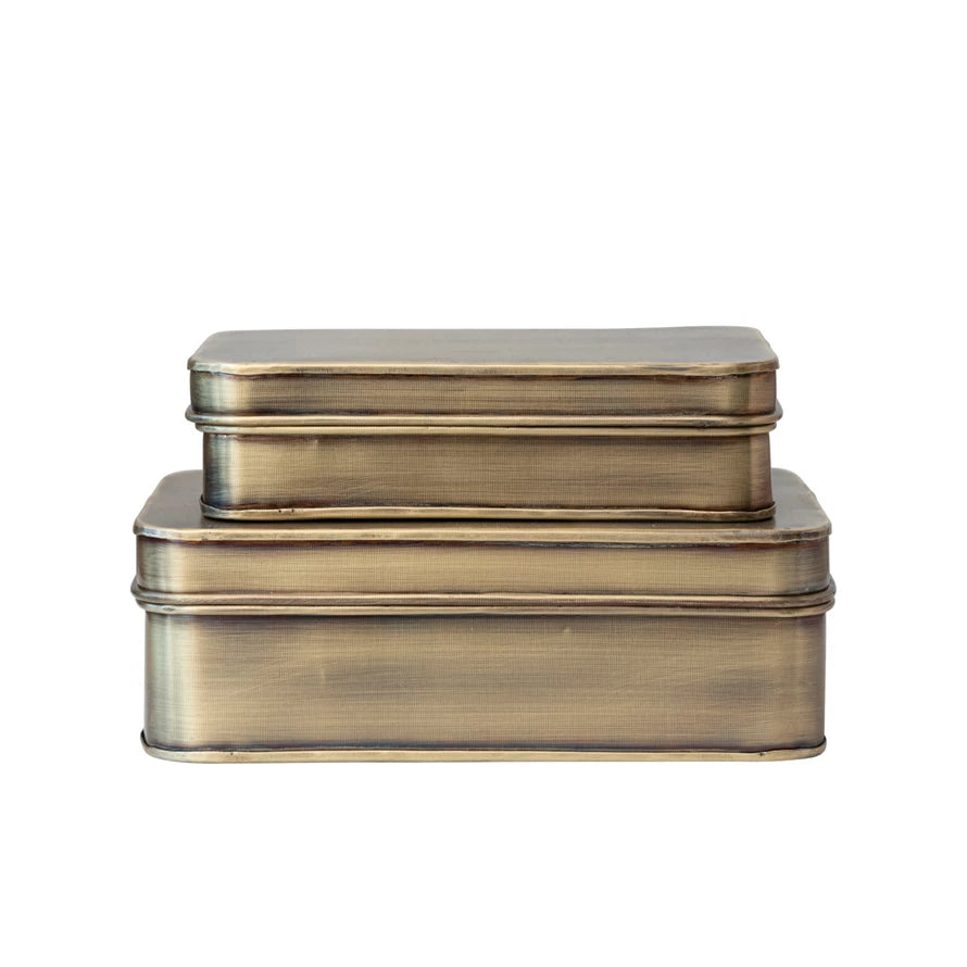 Metal Boxes with Lids (set of 2)