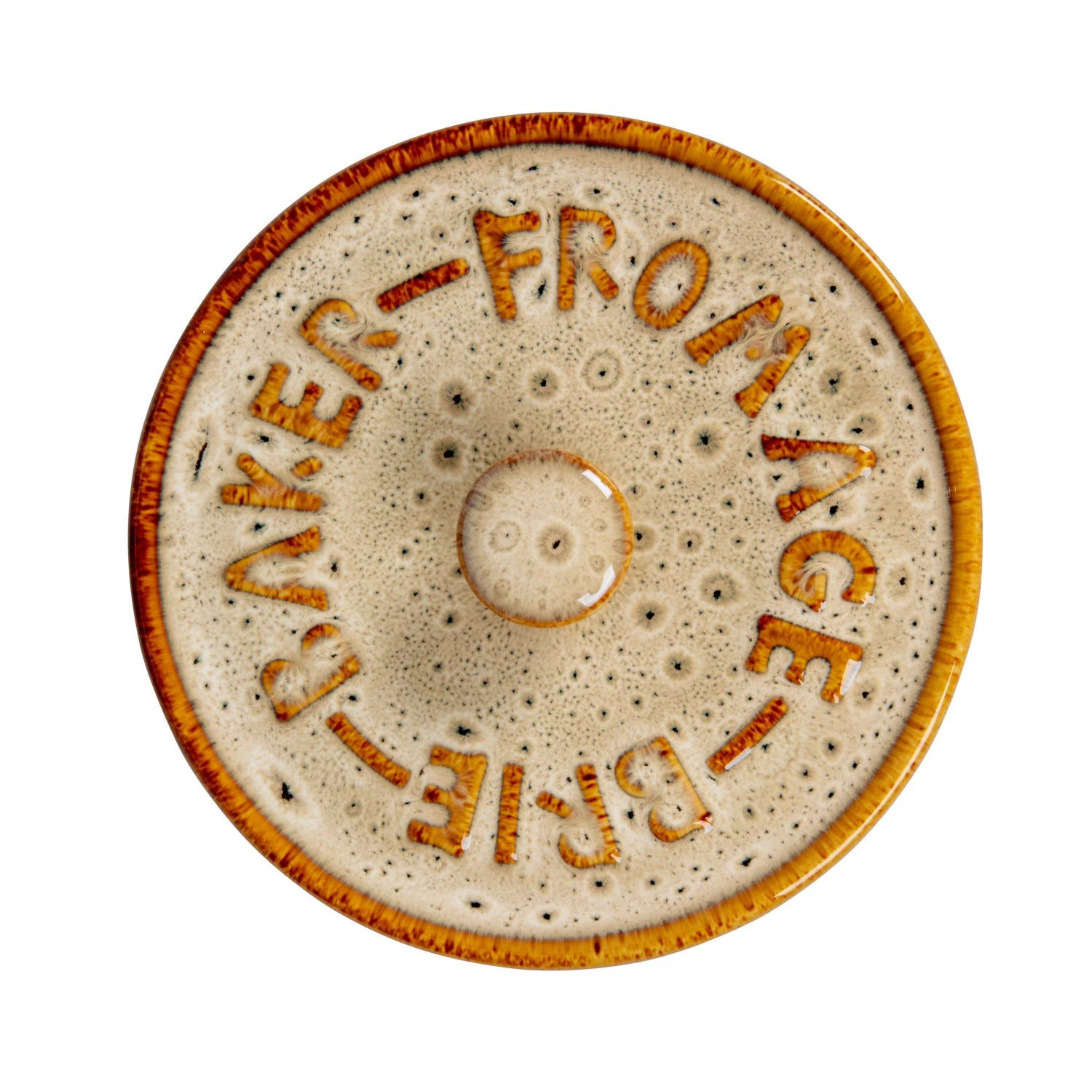 Stoneware Brie Baker with Bamboo Canape Knife