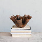 Decorative Metal Ruffled Bowl, Oxidized Copper Finish