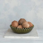 Decorative Handmade Terra-cotta Bowl with Hobnail Edge — detail view