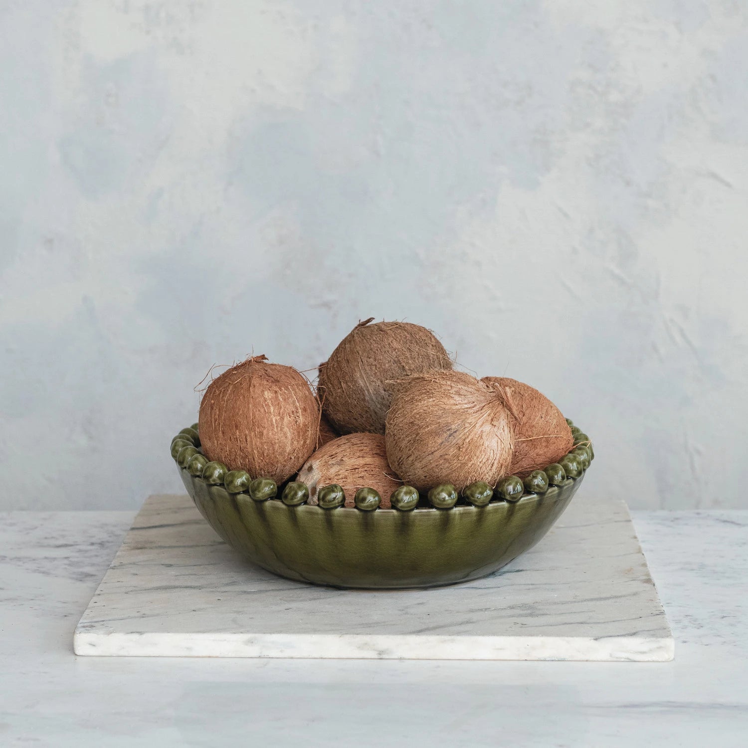 Decorative Handmade Terra-cotta Bowl with Hobnail Edge — detail view