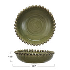 Decorative Handmade Terra-cotta Bowl with Hobnail Edge — view 6