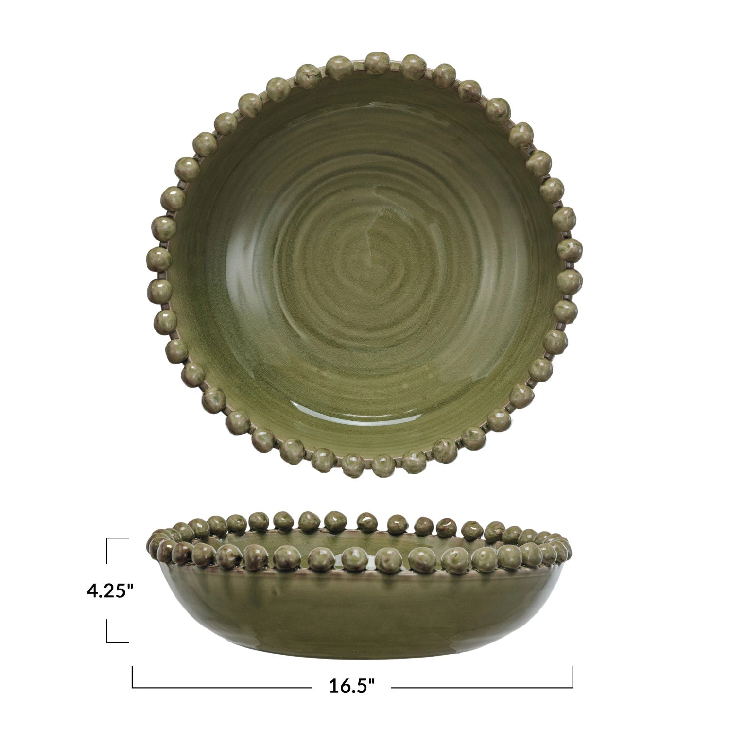 Decorative Handmade Terra-cotta Bowl with Hobnail Edge — view 6