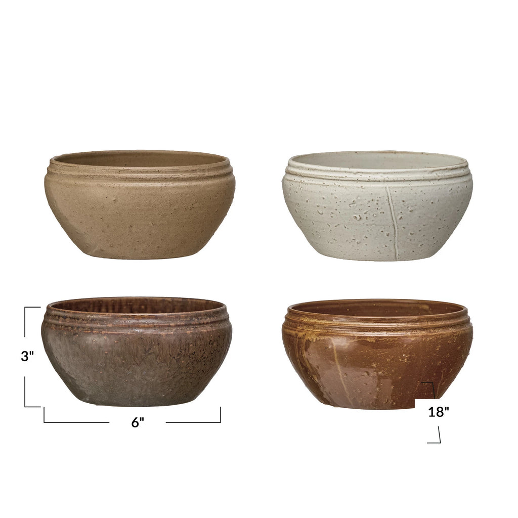 Round Stoneware Bowl, 4 Colors