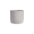 Stoneware Planter with Woven Pattern