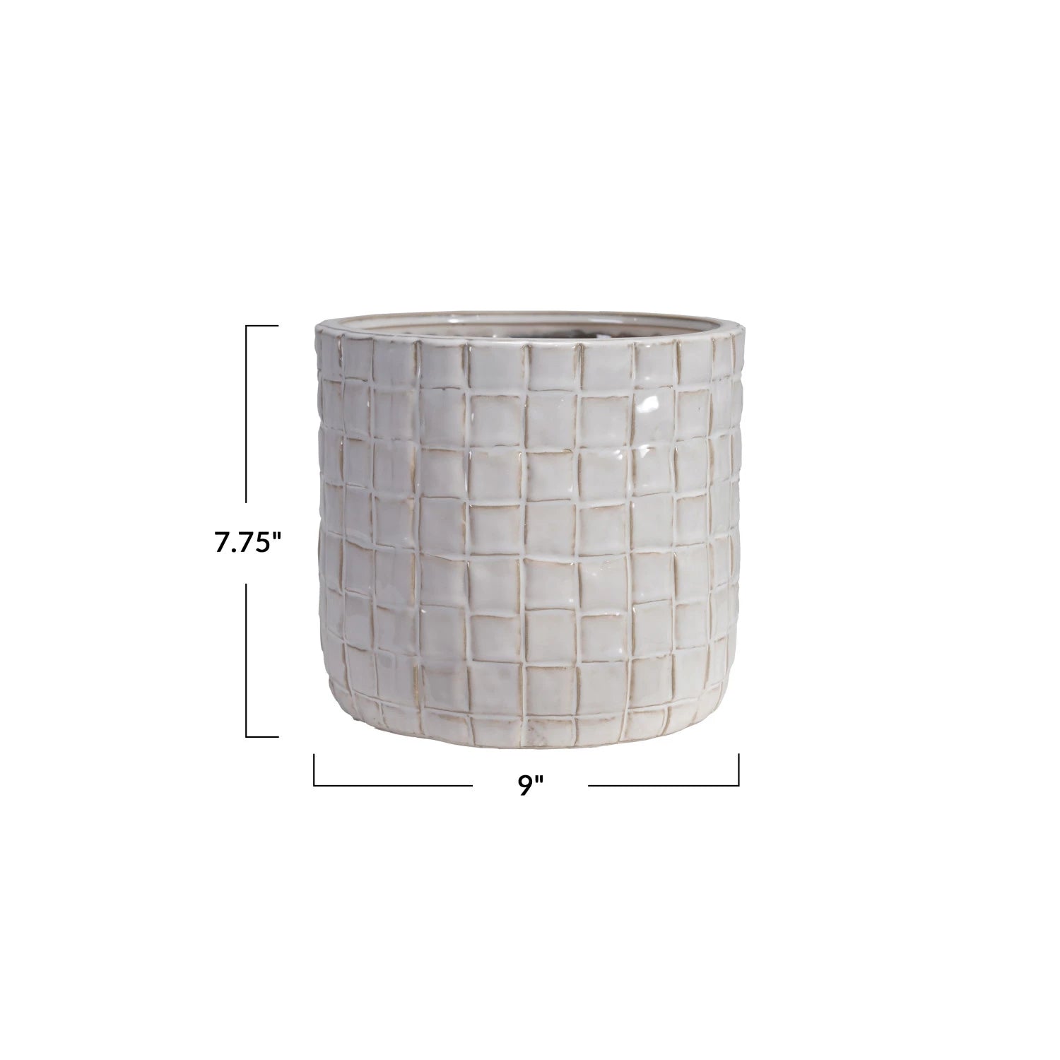 Stoneware Planter with Woven Pattern — styled